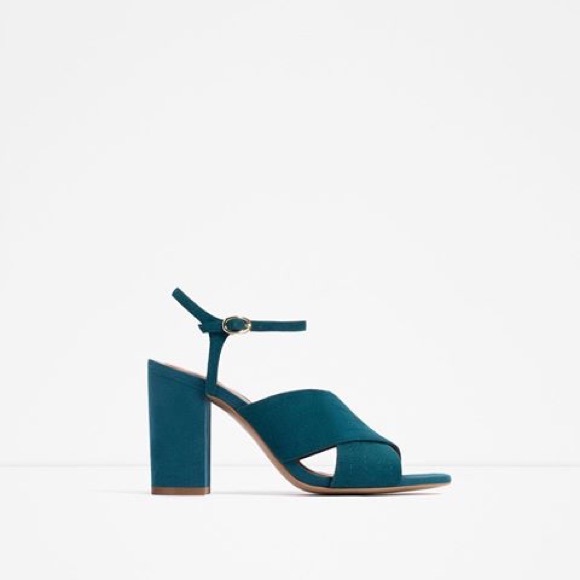 ZARA CROSSOVER SUEDE LEATHER SANDAL HEELS ANKLE STRAP BRAND NEW WITH TAGS - Picture 3 of 5